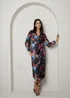 Chi Chi London Black Plus Size Long Sleeve Floral Wrap Dress - Size 20 Image 1