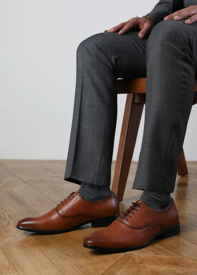 Where's That From Brown PU Nick Oxford Lace Up Work Dress Shoes