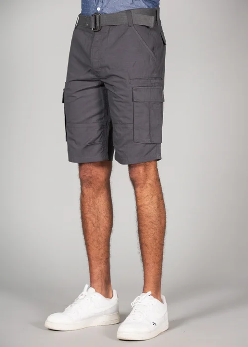 Tokyo Laundry Grey Cotton Ripstop Cargo Shorts - L Image 4