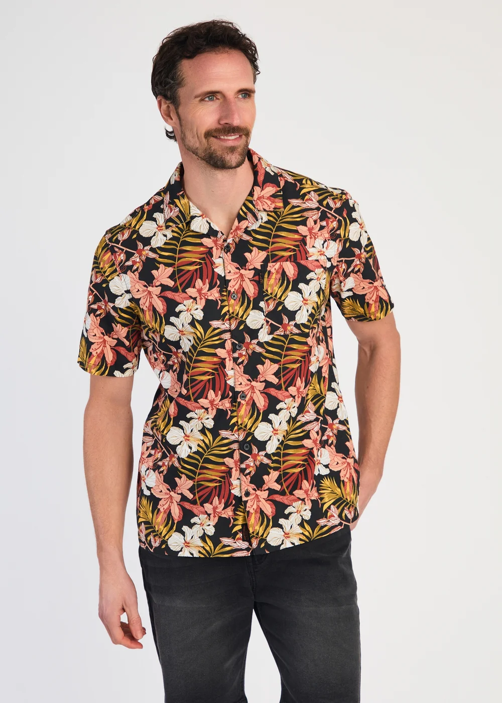 Tokyo Laundry Black Cotton Printed Poplin Short Sleeve Shirt - L Image 1