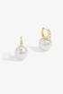 Mood Gold Cream Pearl & Crystal Hoop Earrings - One Size Image 1