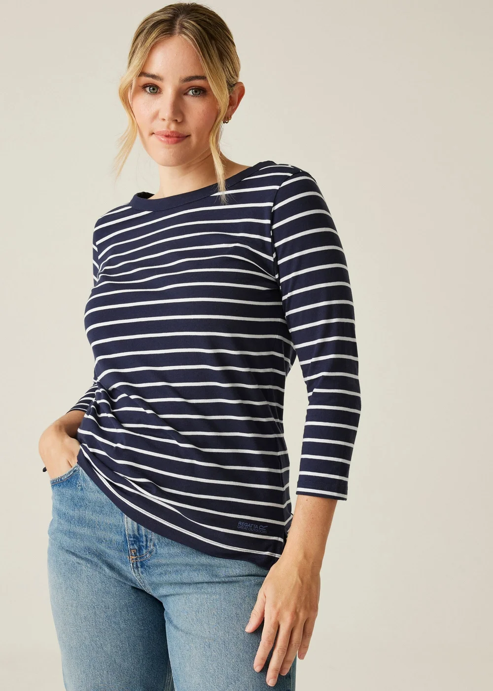 Regatta Navy Stripe Bayletta II Tee - Size 20 Image 1