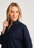 French Connection Navy Cotton Long Sleeve Poplin Popover High-Low Hem Shirt - Size 10 Image 4