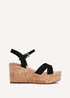 Linzi Vivid Black Faux Suede Crossover Cork Wedge - Size 5 Image 2
