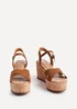 Linzi Vivid Tan Faux Suede Crossover Cork Wedge - Size 8 Image 3