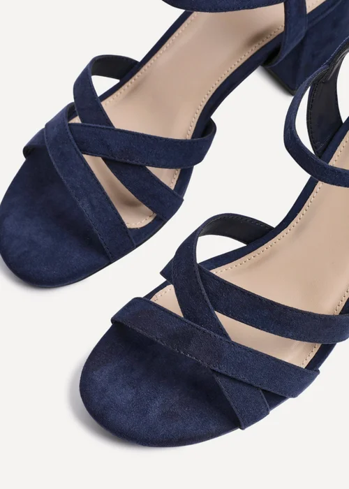 Linzi Flair Navy Faux Suede Heeled Sandals - Size 7 Image 4