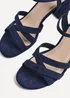 Linzi Flair Navy Faux Suede Heeled Sandals - Size 7 Image 4