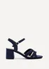 Linzi Flair Navy Faux Suede Heeled Sandals - Size 7 Image 2
