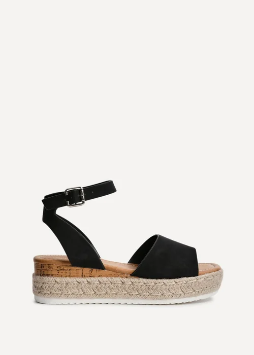 Linzi Paradise Black Nubuck Espadrille Flatform Sandals - Size 5 Image 2