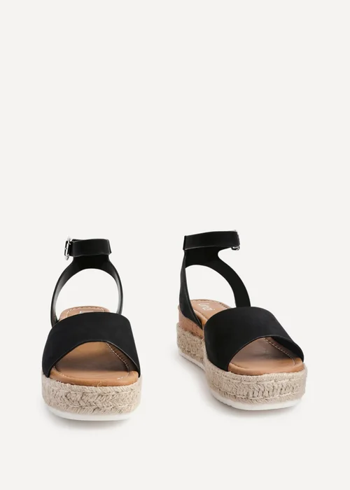 Linzi Paradise Black Nubuck Espadrille Flatform Sandals - Size 5 Image 3