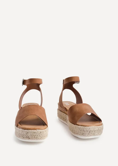 Linzi Paradise Tan Nubuck Espadrille Flatform Sandals - Size 6 Image 3