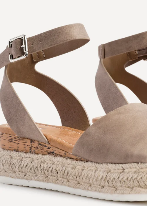 Linzi Paradise Taupe Nubuck Espadrille Flatform Sandals - Size 4 Image 4