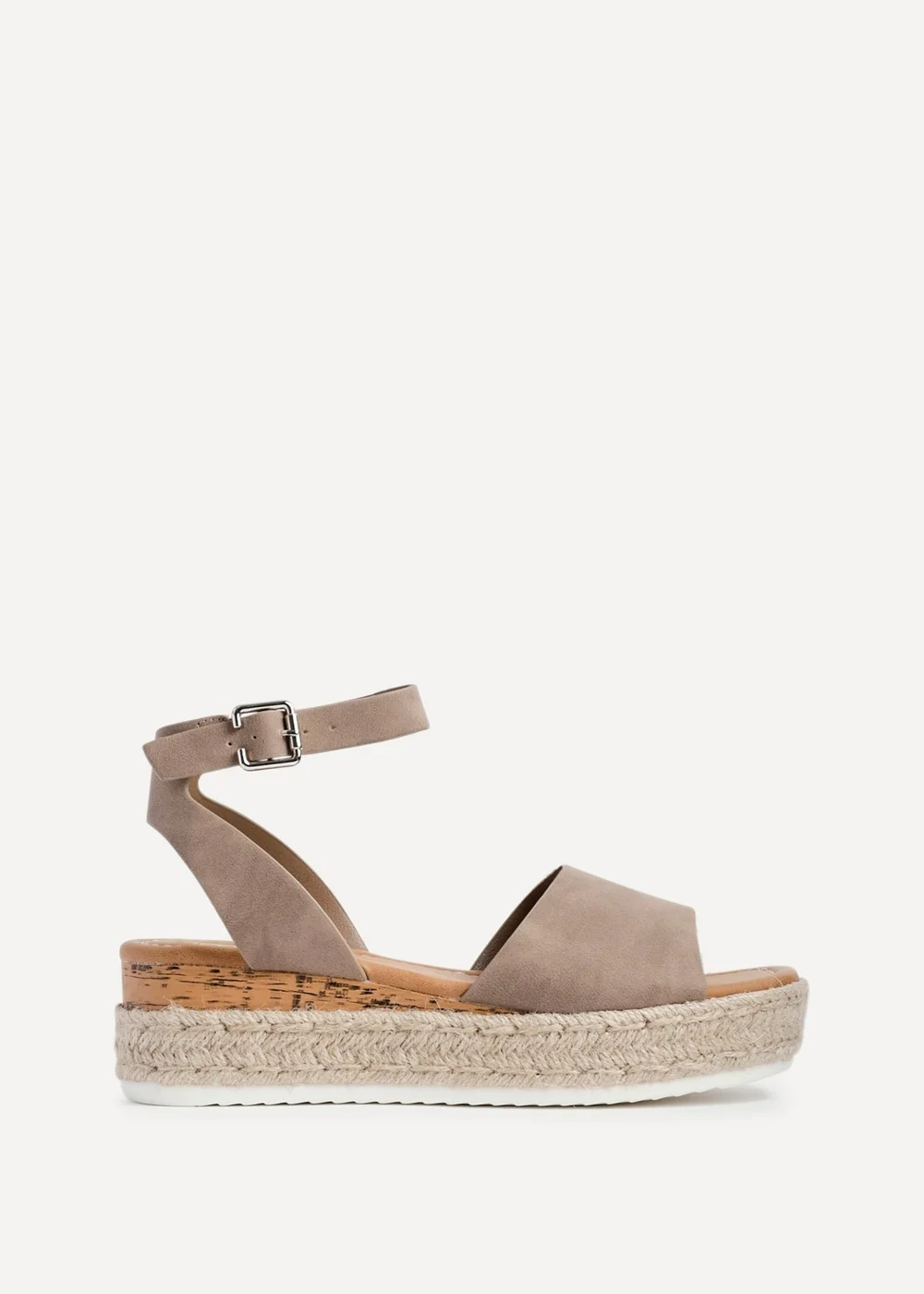 Linzi Paradise Taupe Nubuck Espadrille Flatform Sandals - Size 4 Image 2