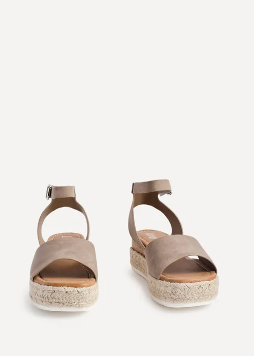 Linzi Paradise Taupe Nubuck Espadrille Flatform Sandals - Size 4 Image 3