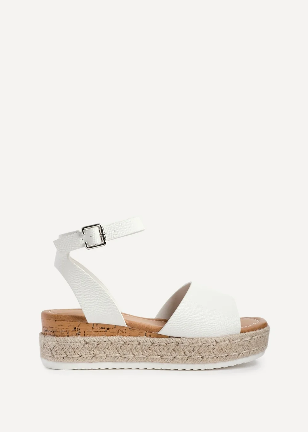 Linzi Paradise White Faux Leather Espadrille Flatform Sandals - Size 6 Image 2