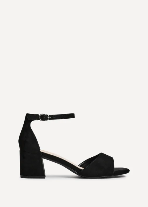 Linzi Maddie Black Faux Suede Closed Back Block Heeled Sandals - Size 5 Image 2