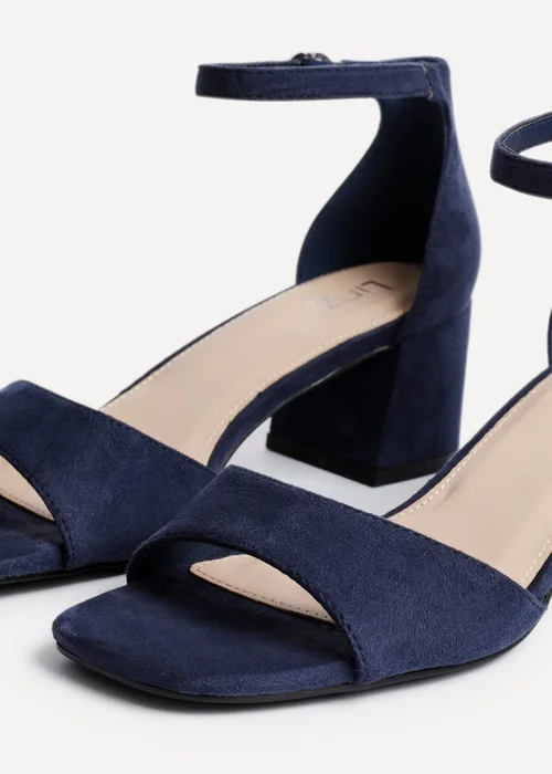 Linzi Maddie Navy Faux Suede Closed Back Block Heeled Sandals - Size 4 Image 4