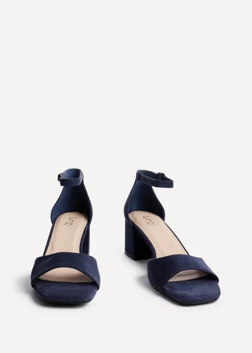 Linzi Maddie Navy Faux Suede Closed Back Block Heeled Sandals - Size 4 Image 3