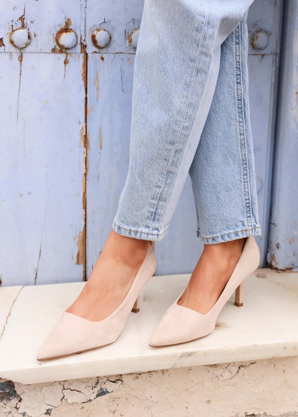 Linzi Kat Sand Faux Suede Court Heels - Size 7 Image 1