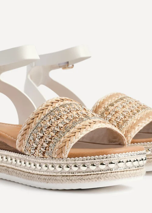Linzi Opulant Gold Embellished Espadrille Flatform Sandals - Size 6 Image 4