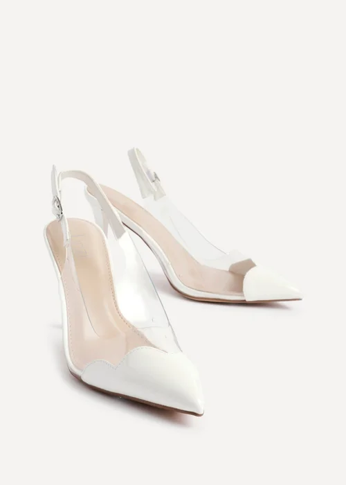 Linzi Nolita White Perspex Patent Mix Slingback Court Heels - Size 5 Image 4