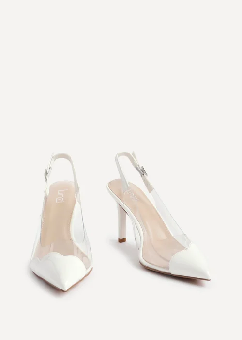 Linzi Nolita White Perspex Patent Mix Slingback Court Heels - Size 5 Image 3