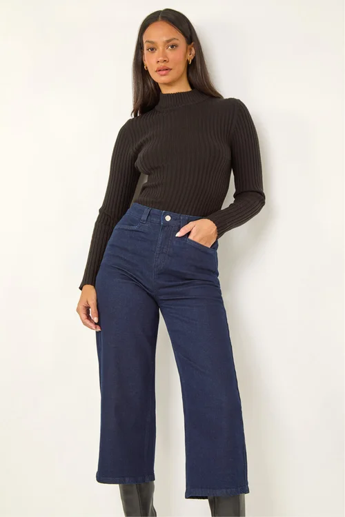Dusk Indigo Denim Pocket Detail Wide Leg Culotte - 10 Image 1