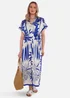 Gini London Blue Tropical Print Midi Shirt Dress - M/L Image 1