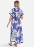 Gini London Blue Tropical Print Midi Shirt Dress - M/L Image 2