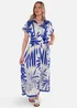 Gini London Blue Tropical Print Midi Shirt Dress - M/L Image 4