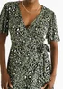 Gini London Khaki Animal Print Viscose Wrap Midi Dress - 8 Image 3
