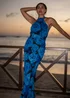Gini London Blue Floral Occasion Halter Maxi Dress - 10 Image 1