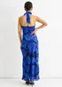 Gini London Blue Floral Occasion Halter Maxi Dress - 10 Image 3