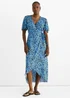 Gini London Blue Animal Print Viscose Wrap Midi Dress - 10 Image 1