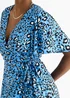 Gini London Blue Animal Print Viscose Wrap Midi Dress - 10 Image 3