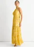 Gini London Yellow Animal Jacquard Halter Neck Maxi dress - 8 Image 4