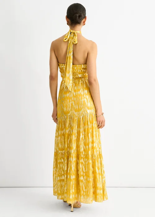 Gini London Yellow Animal Jacquard Halter Neck Maxi dress - 8 Image 2
