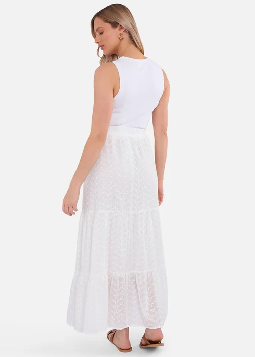 Gini London White Cotton Broderie Skater Maxi Skirt - Size 16 Image 2