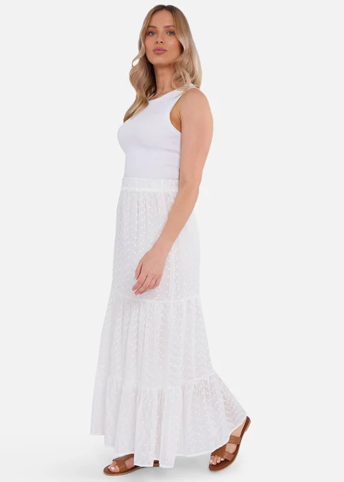 Gini London White Cotton Broderie Skater Maxi Skirt - Size 16 Image 4