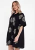 Gini London Black Embroidery Smock Oversized Mini Shirt Dress - L/XL Image 4