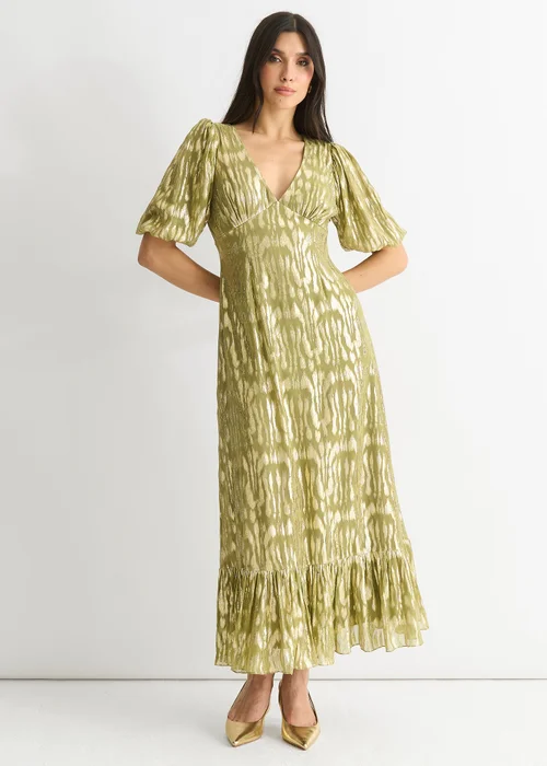 Gini London Green Viscose Animal Jacquard Occasion Midi dress - 10 Image 1