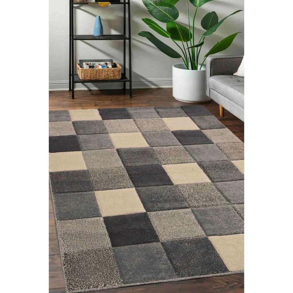 Homemaker Grey Blocks Rug - 60 X 200 Image 1