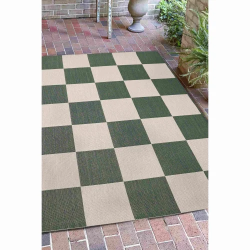 Homemaker Green Chequer Rug - 67 x 200 Image 1