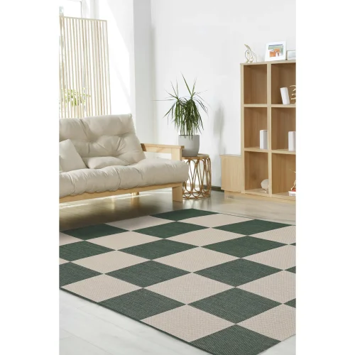 Homemaker Green Chequer Rug - 67 x 200 Image 2