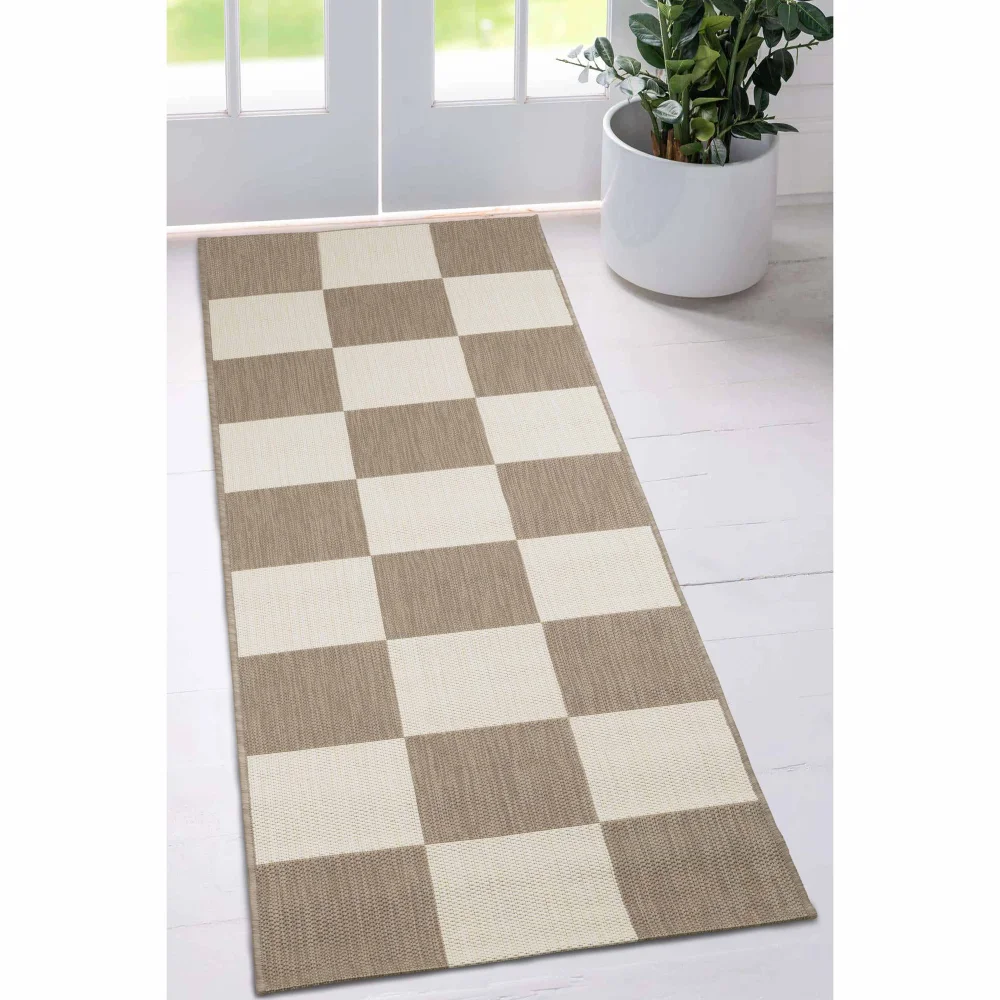Homemaker Natural Chequer Runner Rug - 67 x 200 Image 1