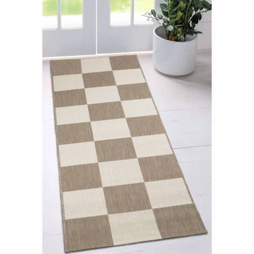 Homemaker Natural Chequer Runner Rug - 67 x 200 Image 1
