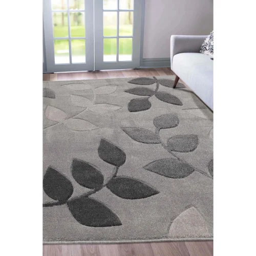 Homemaker Grey Leaf Design Rug - 120 x 170 Image 1