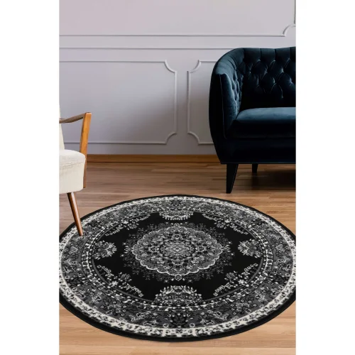 Homemaker Traditional Black Round Rug - 67 x 200 Image 1