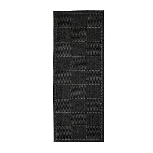 Homemaker Black Check Gel Flatweave Runner Rug - 160 x 225cm Image 2
