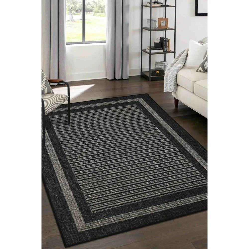 Homemaker Black Gel Backed Border Rug - 60 X 180 Image 2